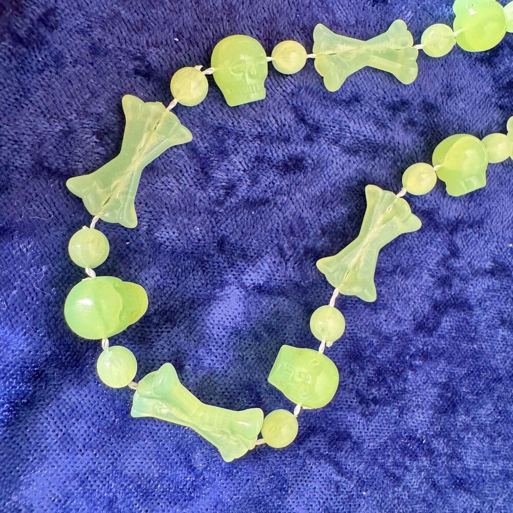 5/$25 Glow in the Dark Skull and Crossbones Halloween Necklace
